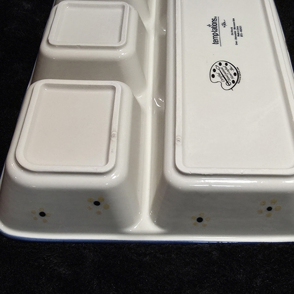 Temp-tations Old World Compartent Serving Dish Blue Confetti - Picture 4 of 5